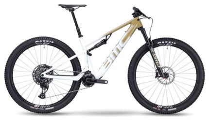VTT tout suspendu électrique BMC Fourstroke AMP LT One Sram GX Eagle AXS 12V 360 Wh 29'' Beige Sable Blanc 2023
