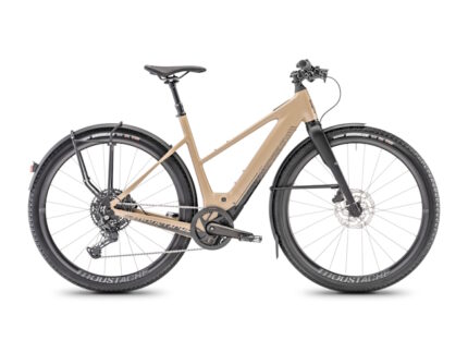 Vélo route électrique Moustache dimanche 29.2 eq open beige sable mat